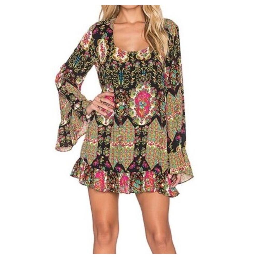 Show Me Your Mumu long sleeve tunic mini dress Size M. boho style